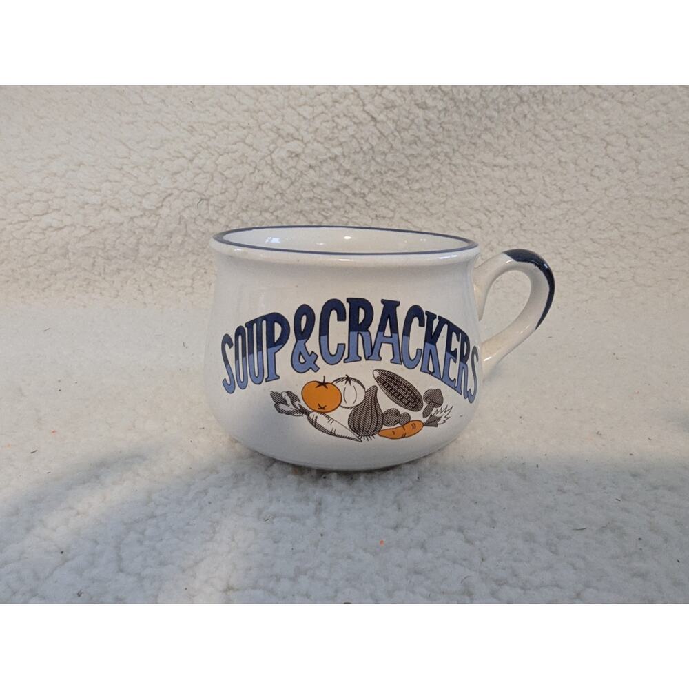 Vtg‎ Cisco Soup & Crackers Mug Chowder Chili Bowl Wide Mouth 1980s Taiwan 16floz
